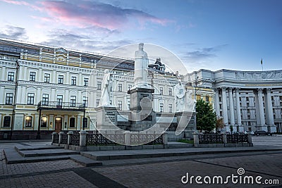 Princess Olga Monument at sunset - Kiev, Ukraine Editorial Stock Photo