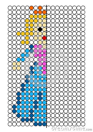 Princess paint the dots symmetry game Stock Photo
