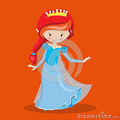 Princess Pigtail Red Hair 04 Vector Illustration