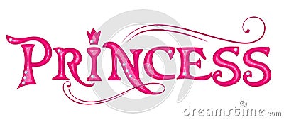 Princess. Pink title. Vector Illustration