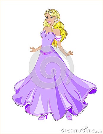 Princess in purple dress Vector Illustration