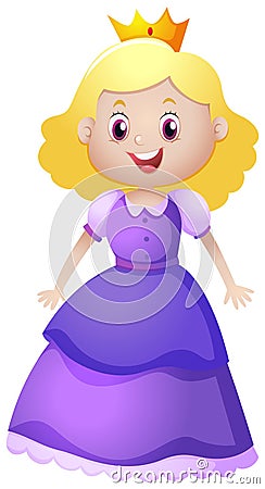 Princess in purple dress Vector Illustration
