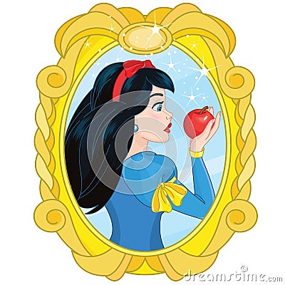 Princess Snow White and the Poisoned Apple Vector Illustration