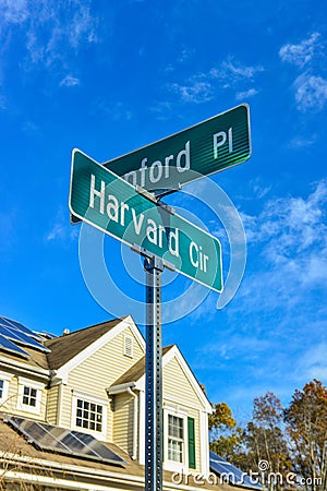 PRINCETON, NJ USA - NOVENBER 12, 2019: Street sign at a crossroads in a suburb of Princeton Editorial Stock Photo