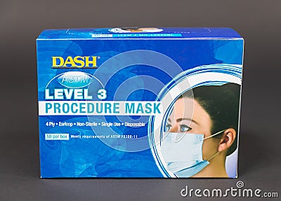 Dash astm level 3 procedure mask Editorial Stock Photo