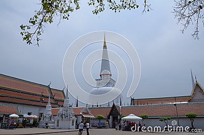 The principal Stupa, Phra Borommathat Chedi Editorial Stock Photo