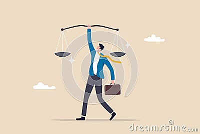 Principles and business ethic to do right things, social responsibility or integrity to earn trust, balance and justice for Vector Illustration