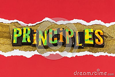 Principles ethics integrity honesty value trust morality responsibility teamwork Stock Photo
