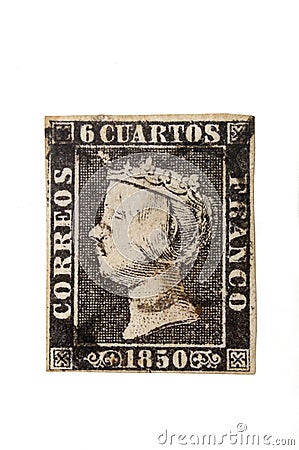 Priner seal of Spain, Isabel II, 1850 Editorial Stock Photo