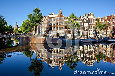 Prinsengracht canal in Amsterdam city, Netherlands Editorial Stock Photo