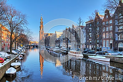 Prinsengracht winter Stock Photo