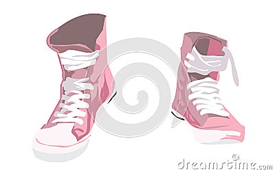 Pink sneakers. Sport shoes. Vector illustration Vector Illustration