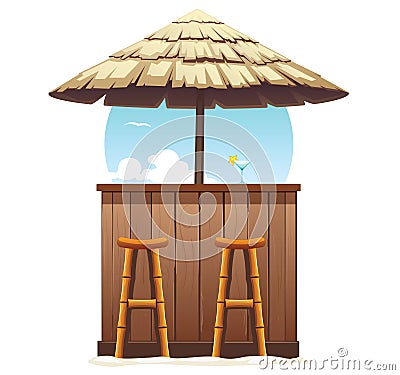 Beach Bar Thatch. Vintage Lounge Cafe Isolated Stock Photo