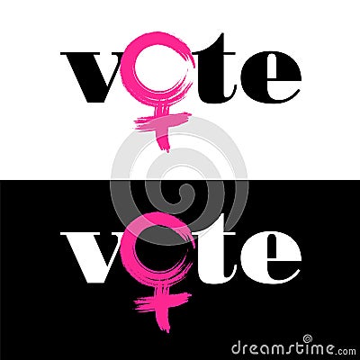 The word vote is combined with female symbol to encourage women to vote Vector Illustration