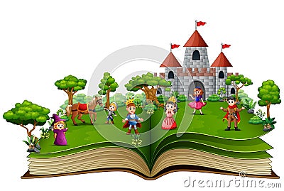 Story book with royal story cartoon Vector Illustration