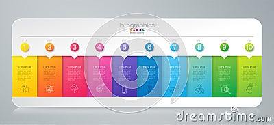 Infographics design vector and business icons with 10 options. Vector Illustration