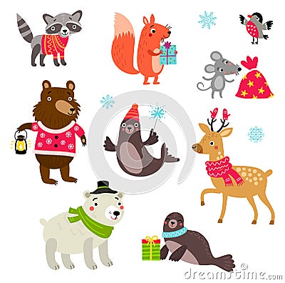 Cute characters. Christmas vector set Vector Illustration