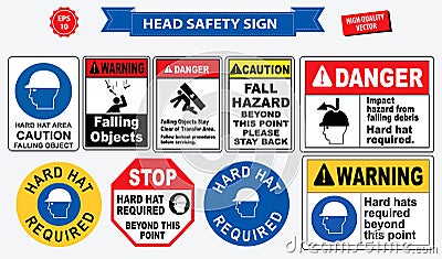 Set of safety head sign Stock Photo