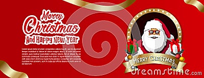 Christmas banner with red and santa claus illustration vector Vector Illustration