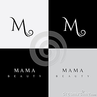 M letter vector logo. Business logo. Fashion logo. Hair stylist logo. Vector Illustration