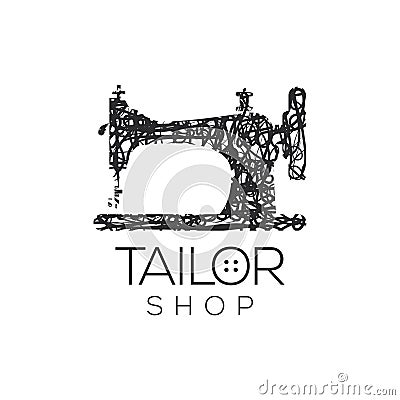 Tailor vector logo. Sewing machine logo template. Fashion logo. Sewing machine vector icon Vector Illustration