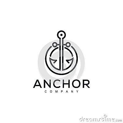 Line Art Anchor logo design inspiration - Vector Stock Photo