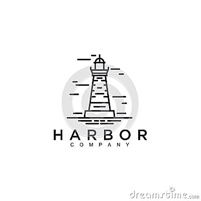 Simple Monoline Lighthouse / Searchlight logo design inspiration - Vector Stock Photo