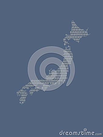 Japan vector map using white binary digits on dark background to mean digital country and the advancement of technology Vector Illustration