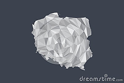 Low poly Poland map vector of white color geometric shapes or triangles on black background Vector Illustration