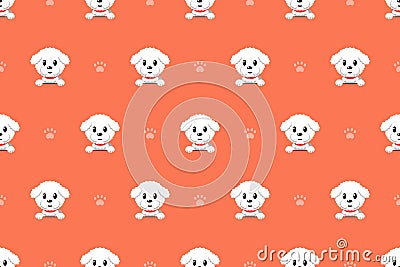 Vector cartoon character bichon frise dog seamless pattern Vector Illustration