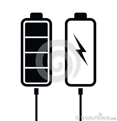 Battery black charging levels Vector Illustration