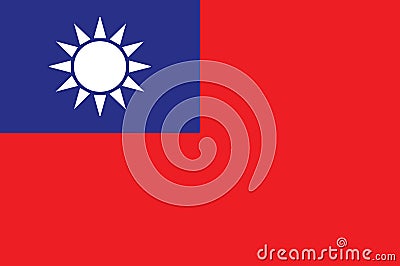 original and simple Taiwan / Republic of China flag isolated vector in official colors and Proportion Correctly . Stock Photo