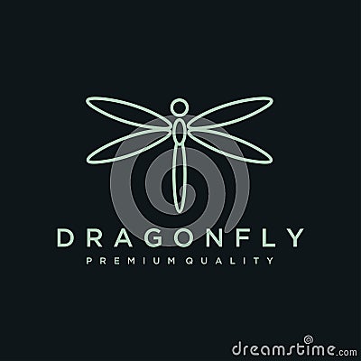 Unique dragonfly logo template. simple shape and color. vector. editable. Minimalist elegant Dragonfly logo design with line art s Vector Illustration