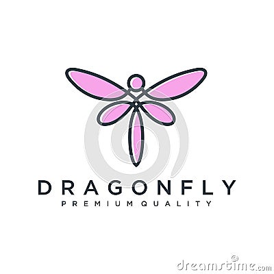 Unique dragonfly logo template. simple shape and color. vector. editable. Minimalist elegant Dragonfly logo design with line art s Stock Photo