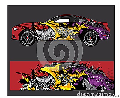 Car And Vehicle abstract racing graphic kit background for wrap and vinyl sticker Vector Illustration