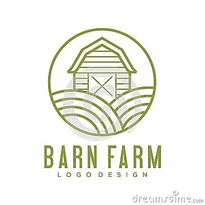 Farmhouse logo, agriculture vector, black emblem, natural product, Simple Minimalist Barn Farm Logo design inspiration Stock Photo