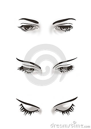 Set of Illustrated eyes black and white Stock Photo