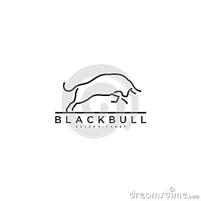 Bull line art outline monoline linear logo vector icon Stock Photo