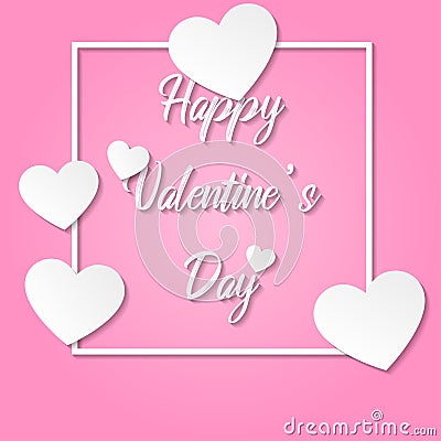 background with white hearts for valentine`s day Vector Illustration