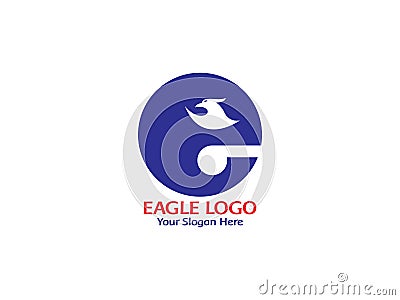 Initial letter E with Eagle on top logo vector, white background Stock Photo