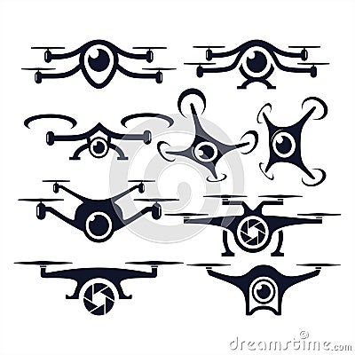 Set Of Drone Logo Design Stock Photo