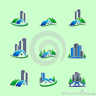 Set Of Home And Building Logo Design Stock Photo