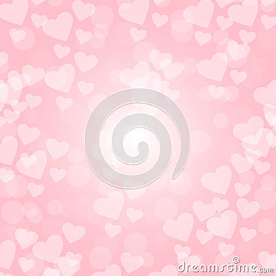 Pink heart Bokeh background. Concept for valentine`s day, Vector Illustration
