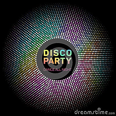 Disco lights rainbow geometric neon glowing grid Vector Illustration