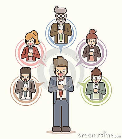 Businessman vision, Goal dream in the future cartoon Vector Illustration