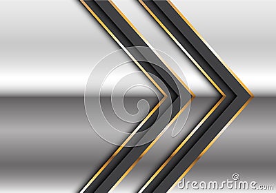 Abstract twin black gold line arrow on silver design modern futuristic background vector Vector Illustration