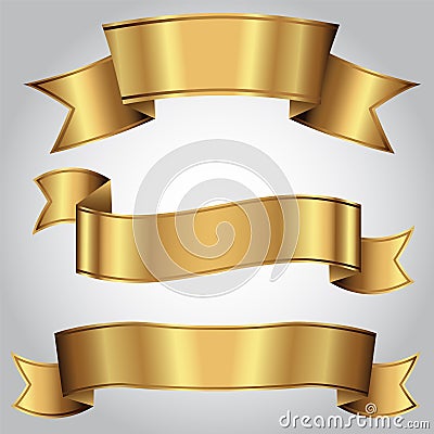 Golden realistic luxury ribbons set Vector Illustration