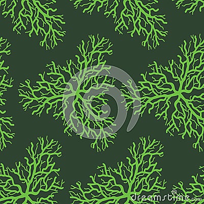Seamless green pattern with roots or leaf veins Vector Illustration