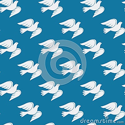 Vector seamless pattern with doves Vector Illustration