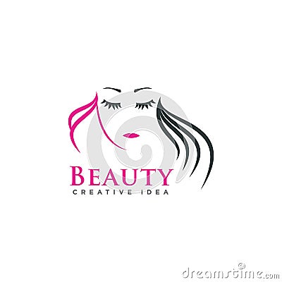 Beauty Face Women with eye and hair Logo Stock Photo